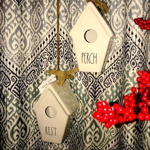 Rae Dunn set of lovebirds houses